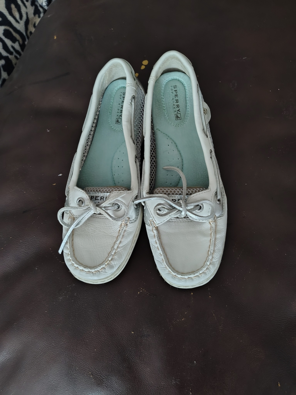 Sperry Angelfish Women’s White Leather Slip-On Boat Loafers